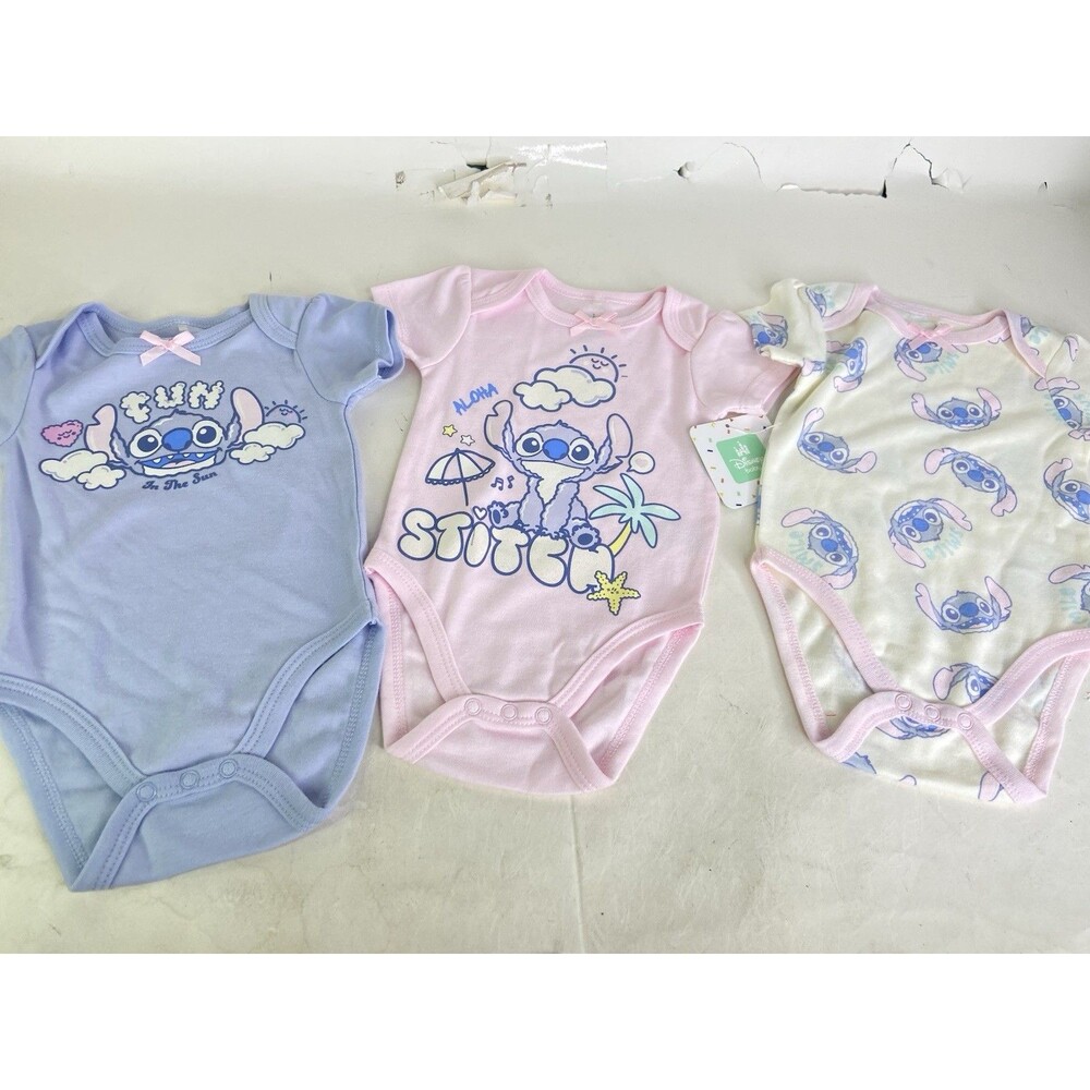 Disney Baby Lilo & Stitch 3 Piece Bodysuit Set Infant Girls Size 3-6 Months NEW